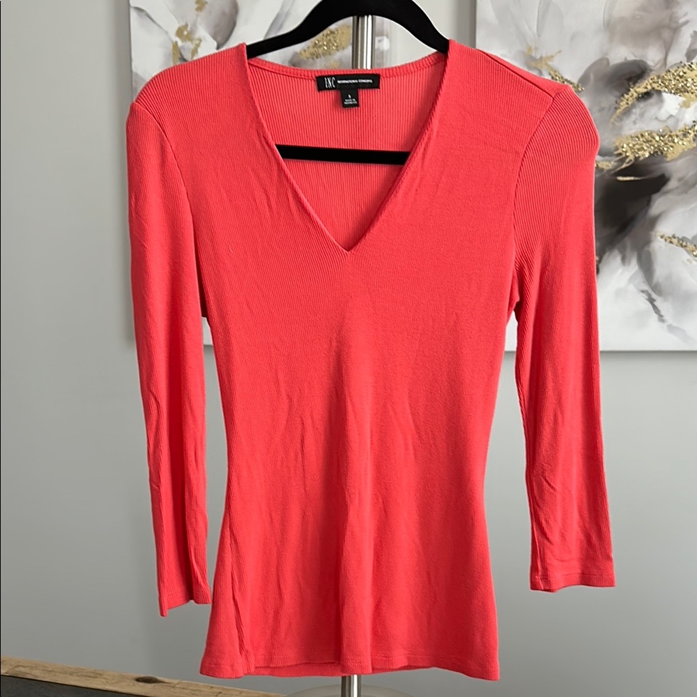 INC International Concepts Coral Fitted 3/4 Sleeve Blouse